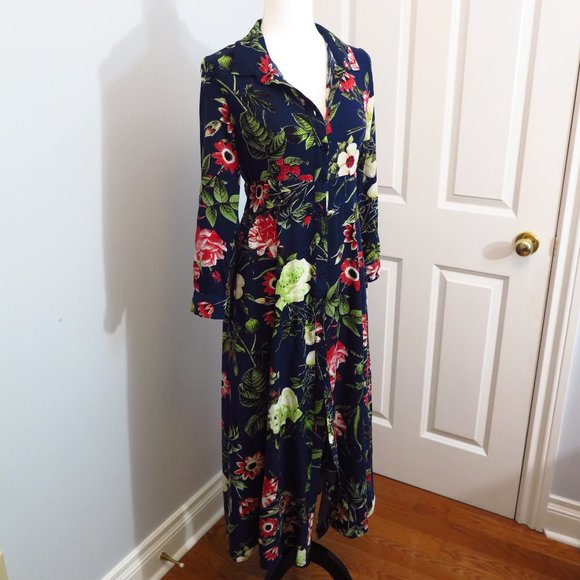 Dresses & Skirts - Blue Floral Button-Up Maxi Dress